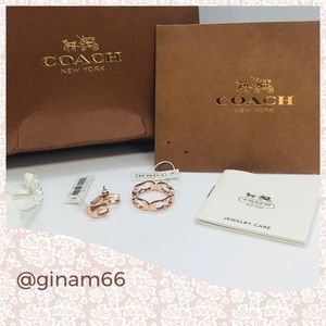 Coach Signature C in Earrings & Ring in Rose Gold
